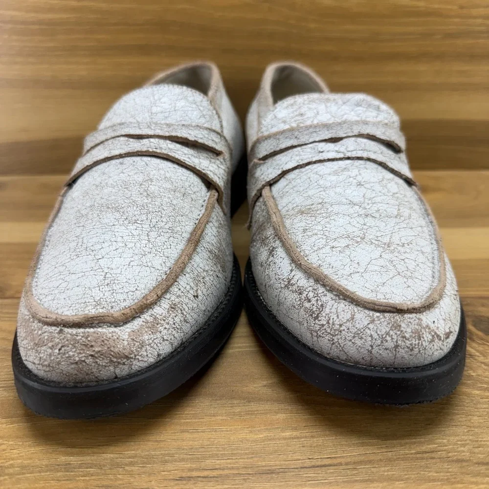Duke Dexter Penny Loafers UK 9 US 10 Crackled Distressed‎ Suede Made Different